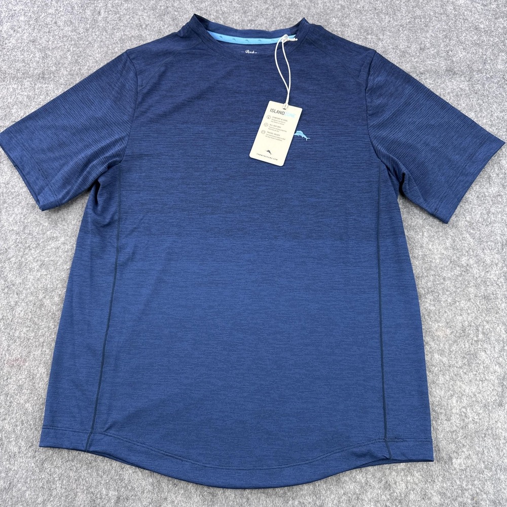Tommy Bahama Shirt Mens Small Blue IslandZone Performance Travel Athletic Tee